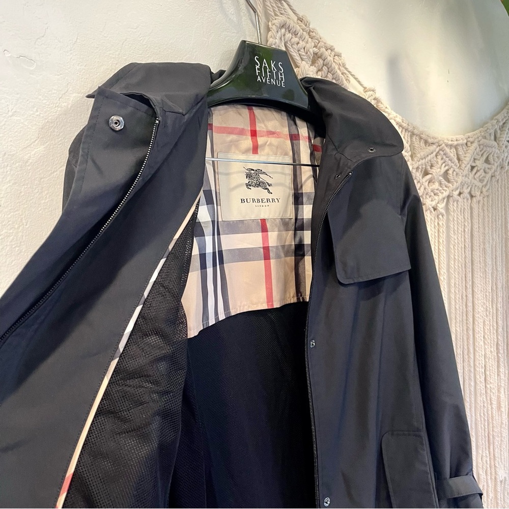 Burberry Womens Black Nova Print Trench Coat / Rain Jacket Size Large / 12 - 14 - Picture 2 of 10
